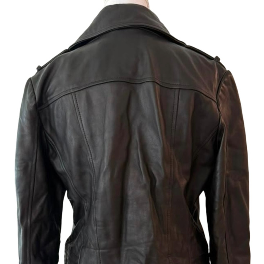 Michael Kors Black Moto Biker Zipper Pockets Asymmetrical Jacket Size Medium - Picture 5 of 10